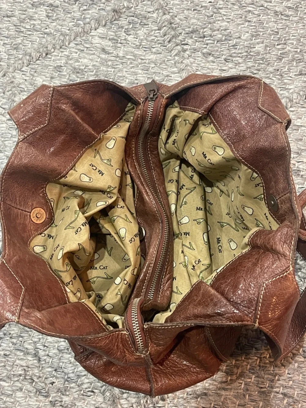 Soft Brown Leather Shoulder Bag with Front Loop Detail